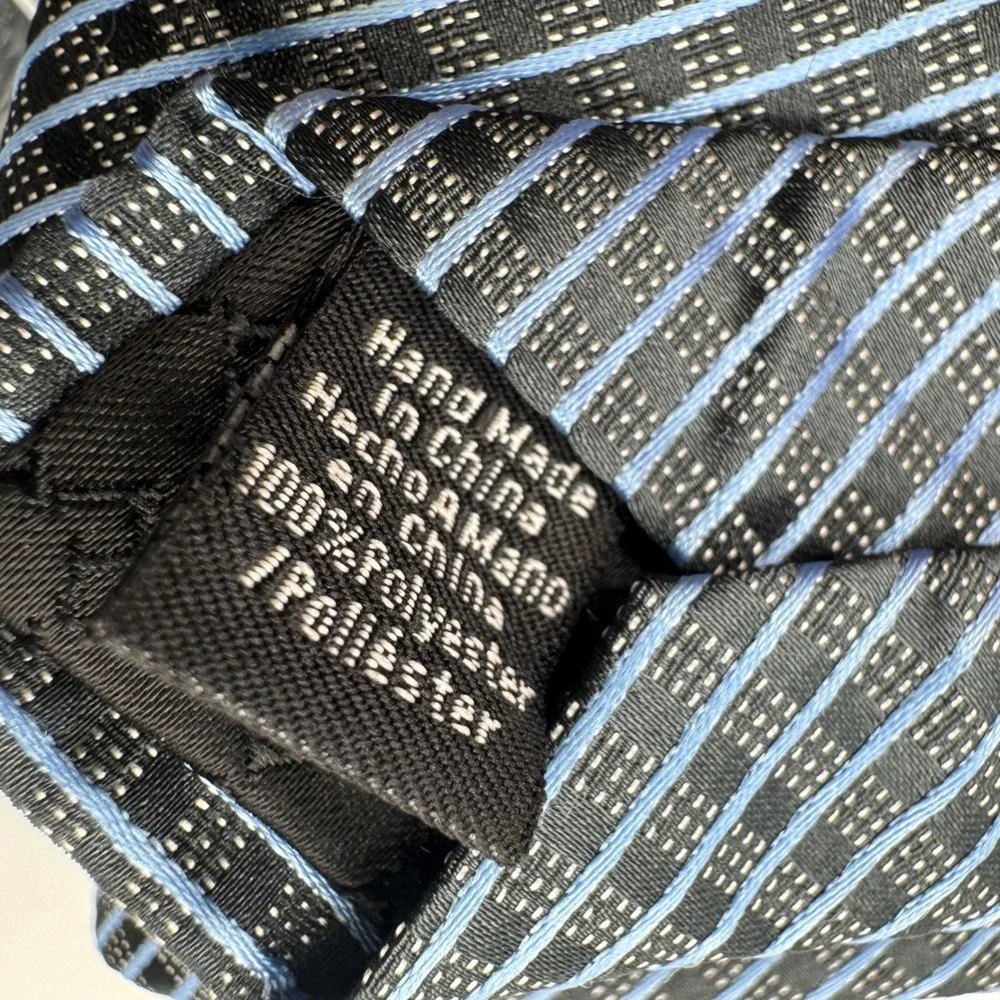 Perry Ellis Portfolio Necktie Mens Blue Black Striped‎ Geometric Polyester